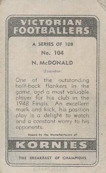 1949 Kornies Victorian Footballers #104 Norm McDonald Back